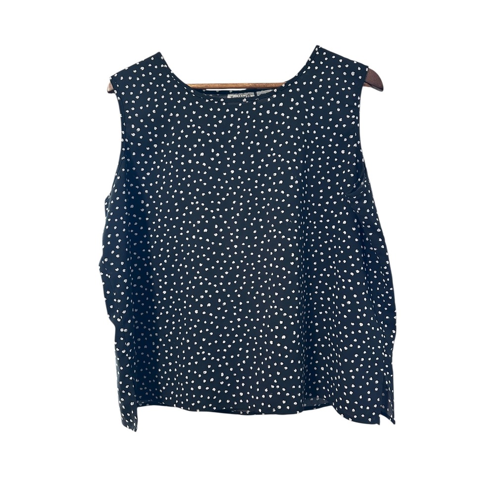 BonWorth Black Polka Dot Sleeveless Top Blouse Career Casual